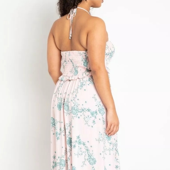 Eloquii Smocked Bodice Halter Floral Print Maxi Dress 14 NWT - Picture 4 of 13